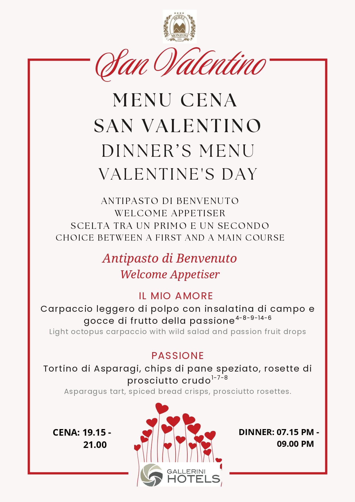 Menu San Valentino
